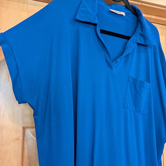 Blue Collared Boxy Shirt with Pocket - Picture 2 of 6